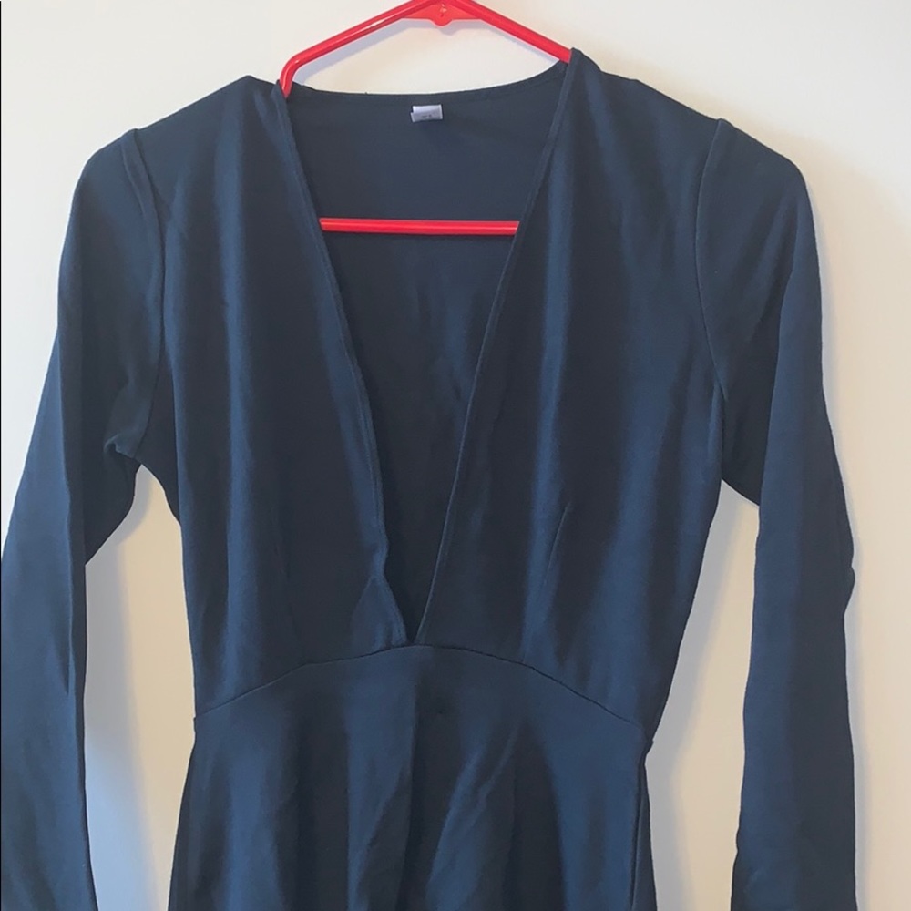 Deep plunging American apparel navy dress